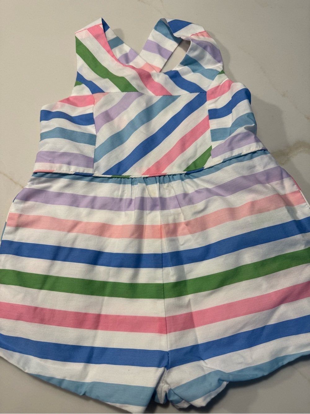 The Beaufort Bonnet Company Pastel Multicolor Striped 2T Romper Shirt